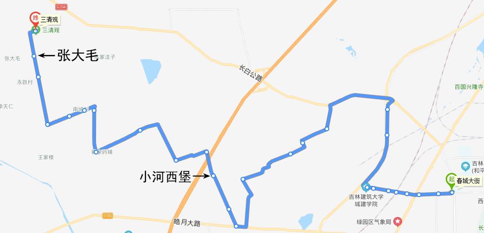 長春公交127/174路-線路走向圖