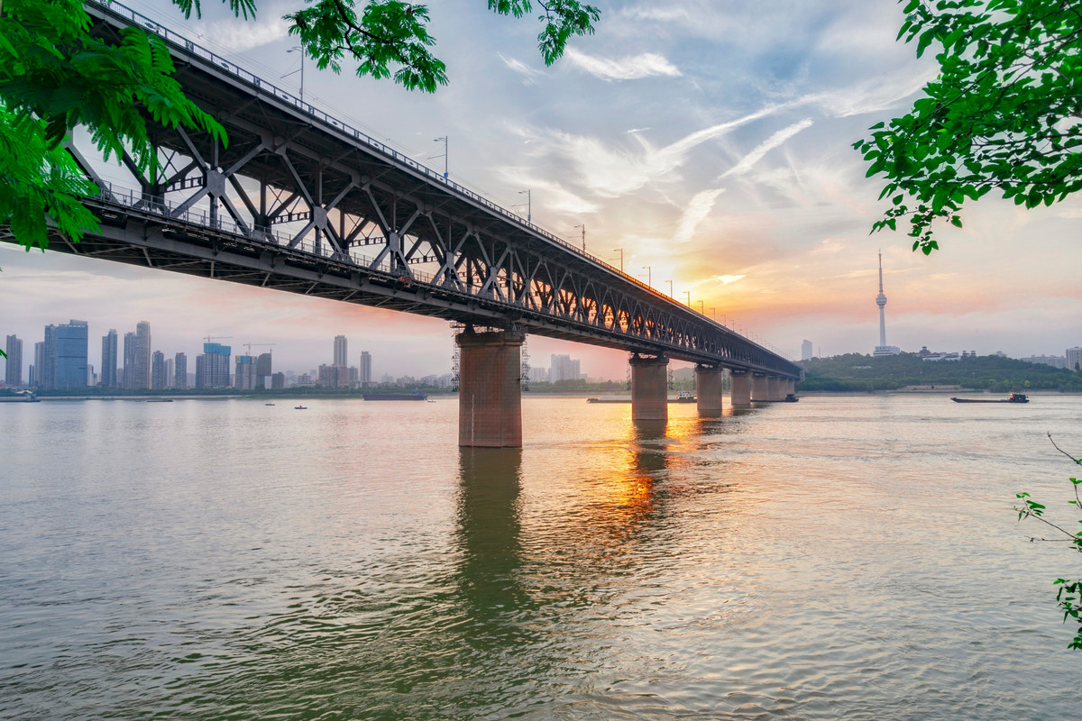 武漢長江大橋日落之景