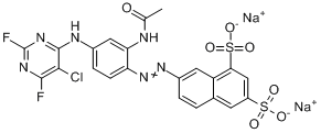 7-[[2-（乙醯氨基）-4-[（5-氯-2,6-二氟-4-嘧啶基）氨基]苯基]偶氮]萘-1,3-二磺酸二鈉