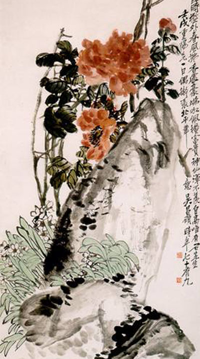 四季花卉四屏（之一）