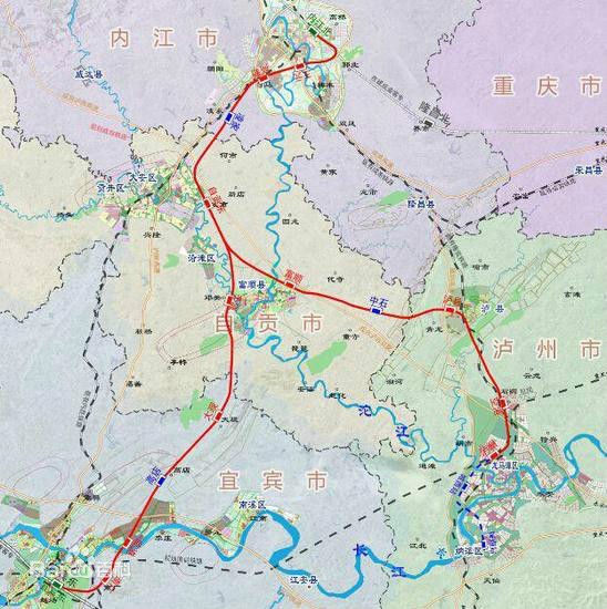 川南城際鐵路線路走向及車站示意圖