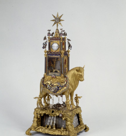 18世紀銅鍍金牛馱水法轉花鐘