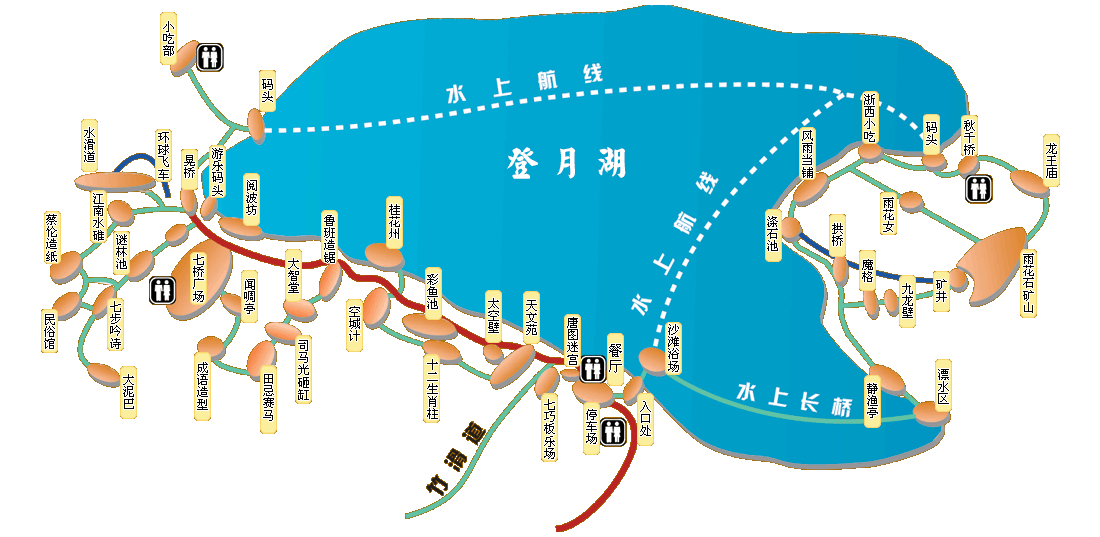 登月湖旅遊平面示意圖