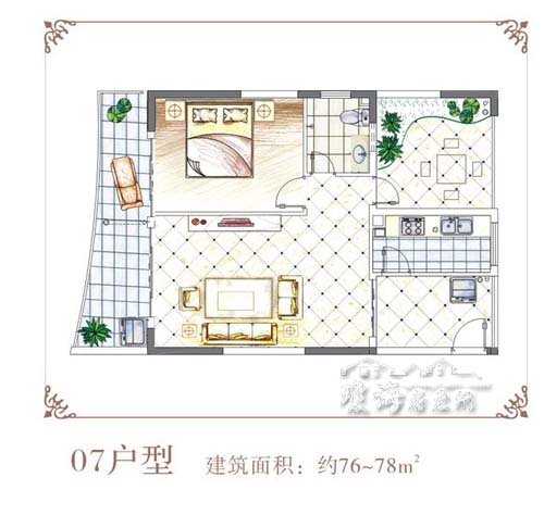 07戶型:建築面積約76-78平方