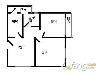 2室2廳1衛 東南戶型圖