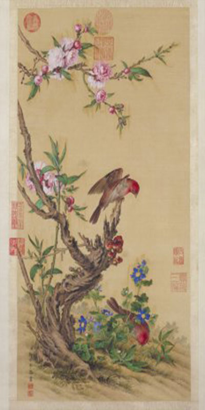 郎世寧花鳥圖軸