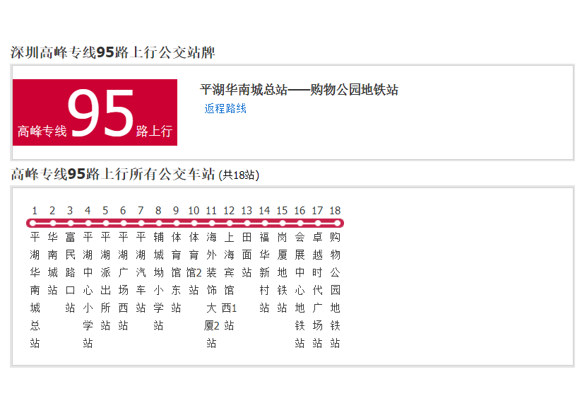 深圳公交高峰專線95路