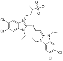 5,6-二氯-2-[-（5,6-二氯-1,3-二乙基-1,3-二氫-2H-苯並咪唑-2-亞基）-1-丙烯基]-1-乙基-3-（3-磺酸丁酯）-1H，苯