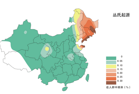 叢姓人口在全國的分布