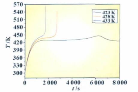 圖2 不同熱箱溫度是鋰離子電池的 溫度變化曲線圖