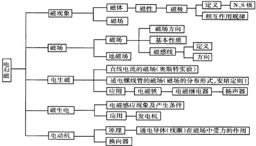 國中物理知識樹的思維導圖