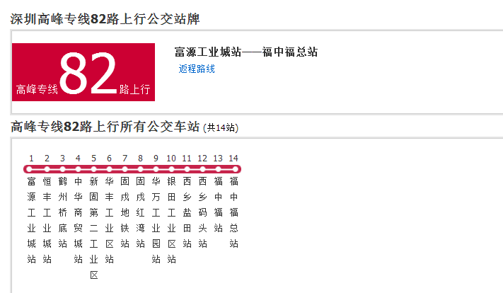 深圳公交高峰專線82路