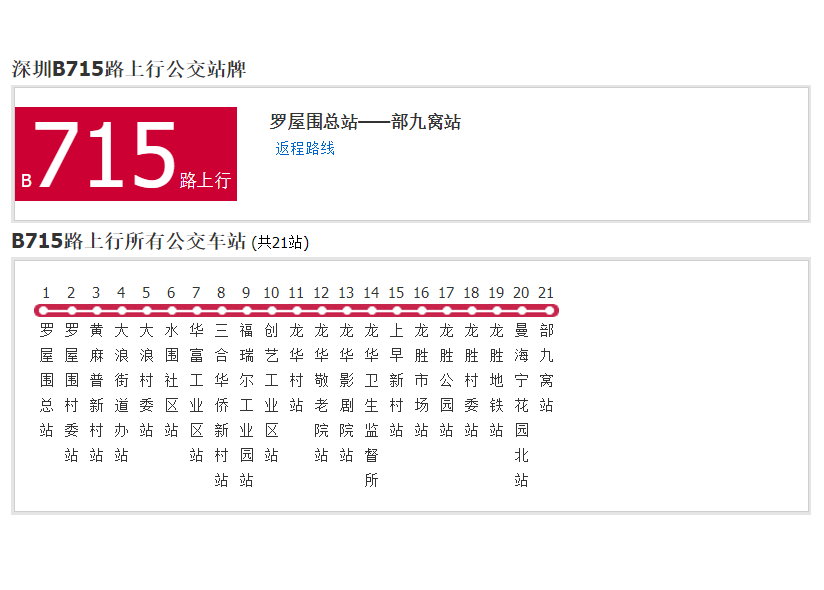 深圳公交B715路