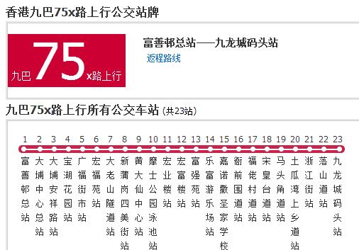 香港公交九巴75x路