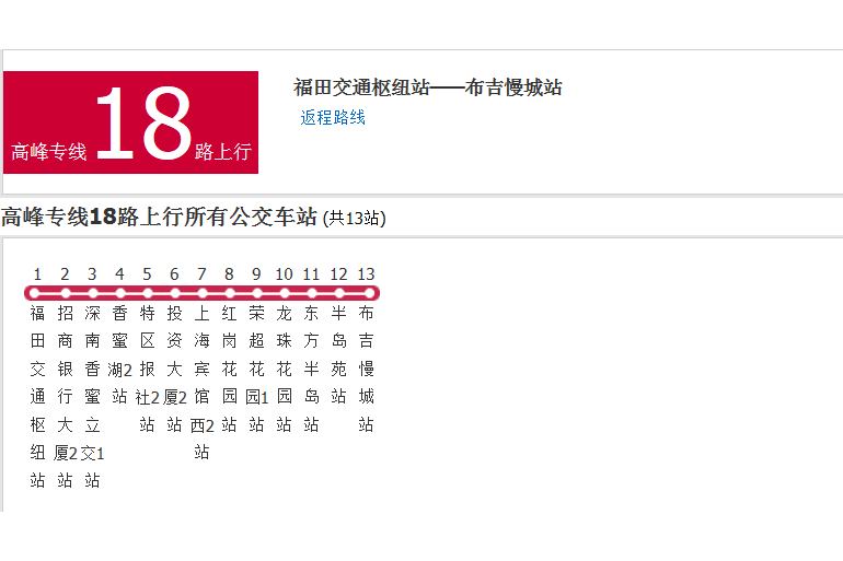 深圳公交高峰專線18路