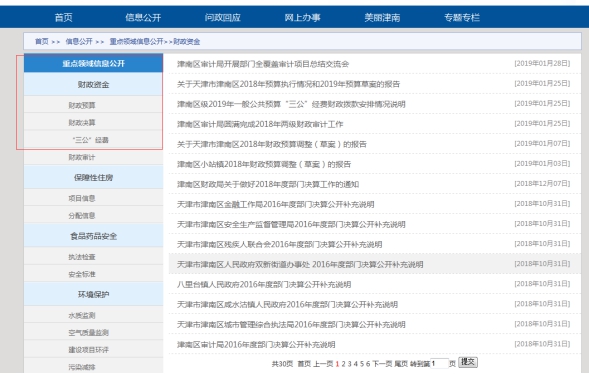 天津市津南區2018年政府信息公開年度報告