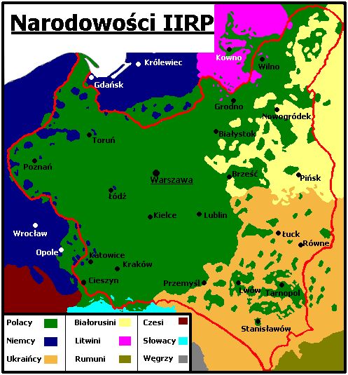 民族分布（綠色為波蘭人）