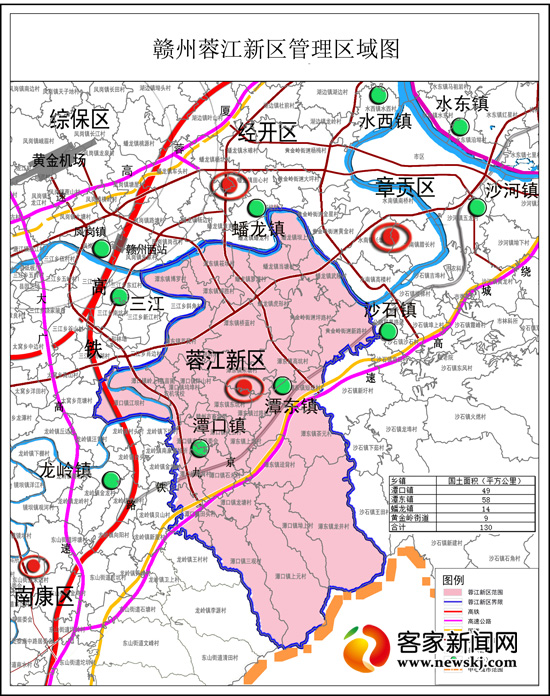 贛州蓉江新區管理區域圖