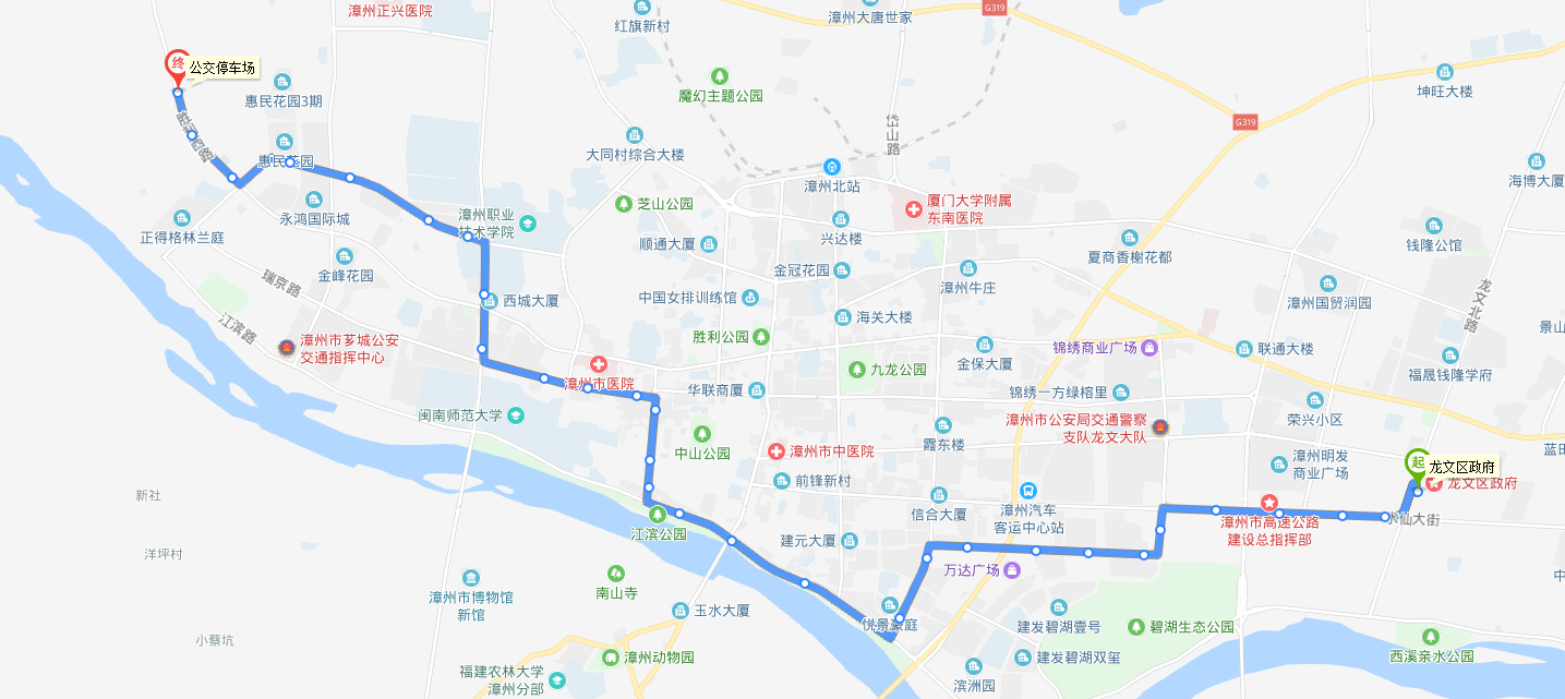 漳州公交32路下行路線圖