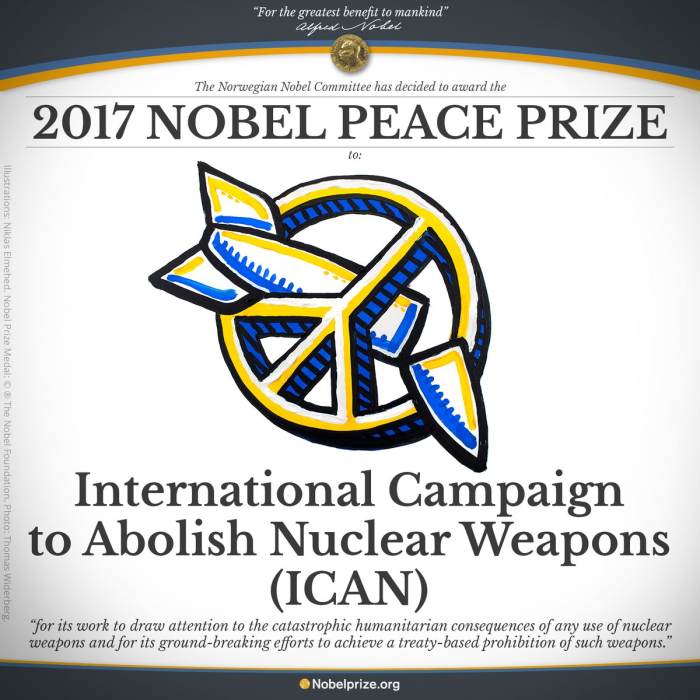 獲得2017年諾貝爾和平獎