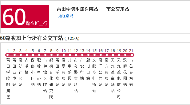 莆田公交60路夜班