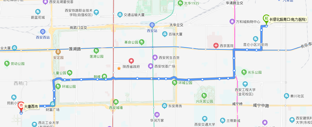 西安公交43路下行站點