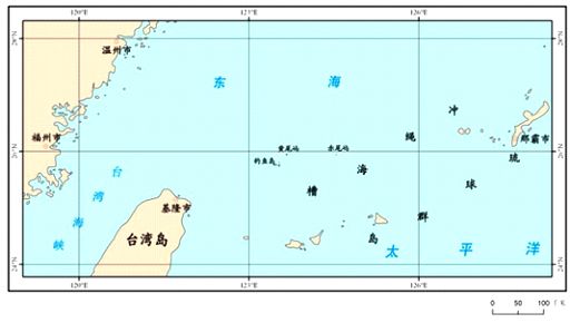 釣魚島及其附屬島嶼位置圖