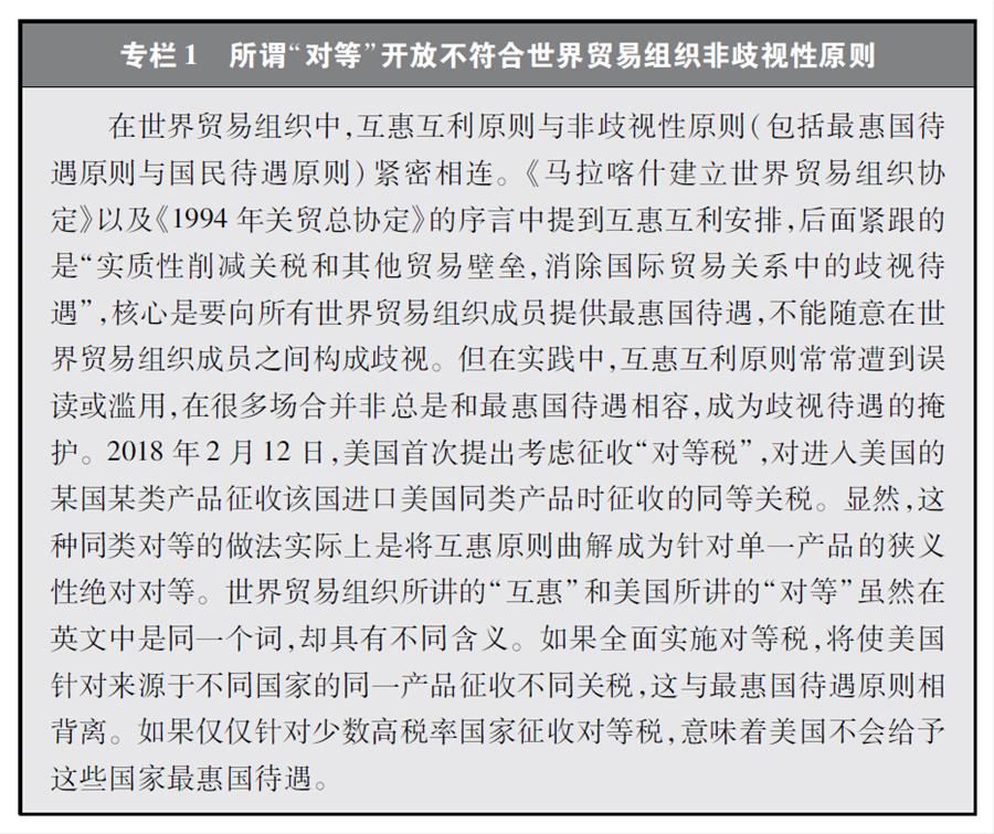 圖表：專欄1 所謂“對等”開放不符合世界貿易組織非歧視性原則