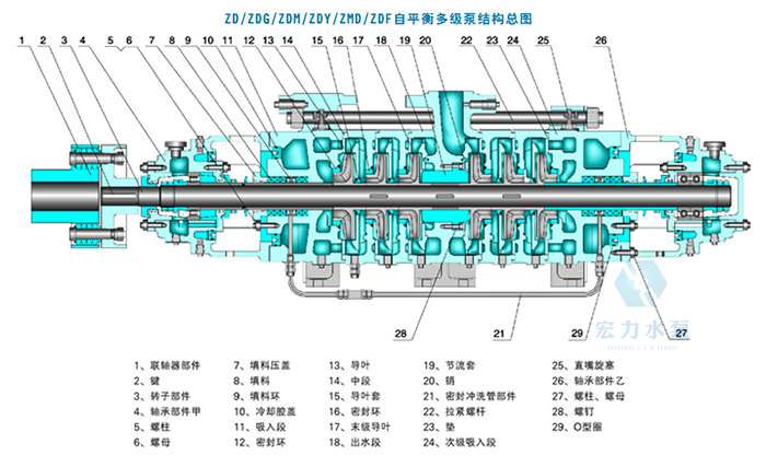 ZPDF型自平衡多級泵結構圖