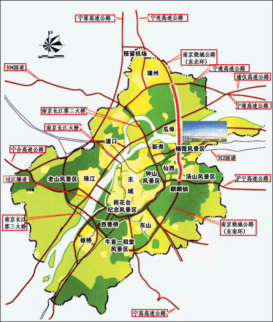 南京棲霞山大橋地理位置圖