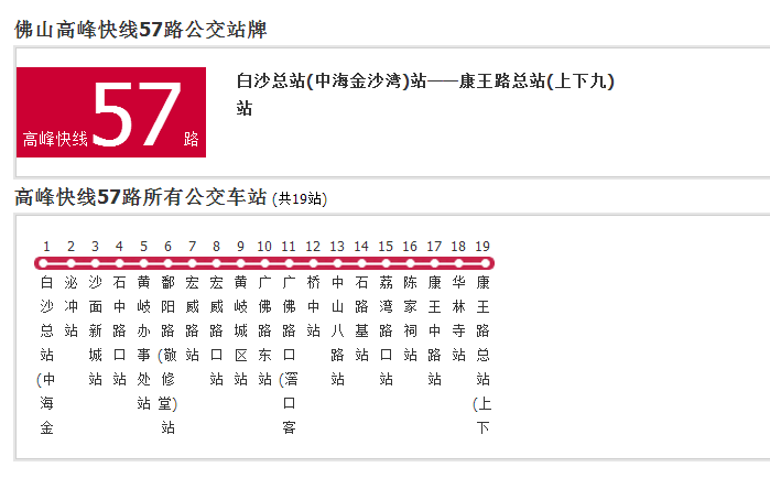 佛山公交高峰快線57路