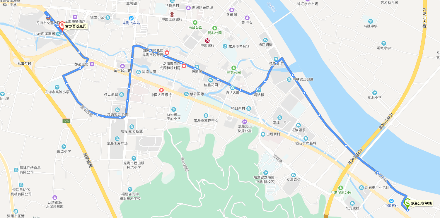 龍海公交2路上行路線圖