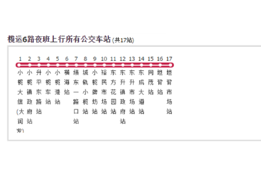 中山公交欖運6路夜班