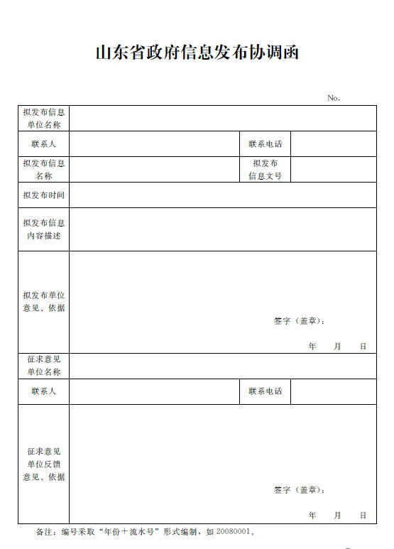 山東省政府信息發布協調工作規定（試行）