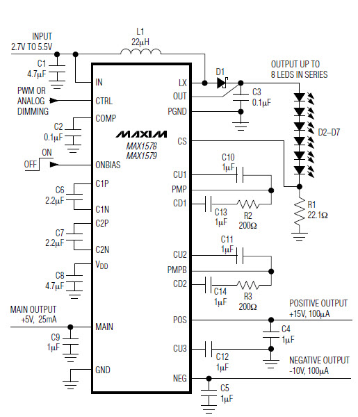 MAX1578典型套用電路