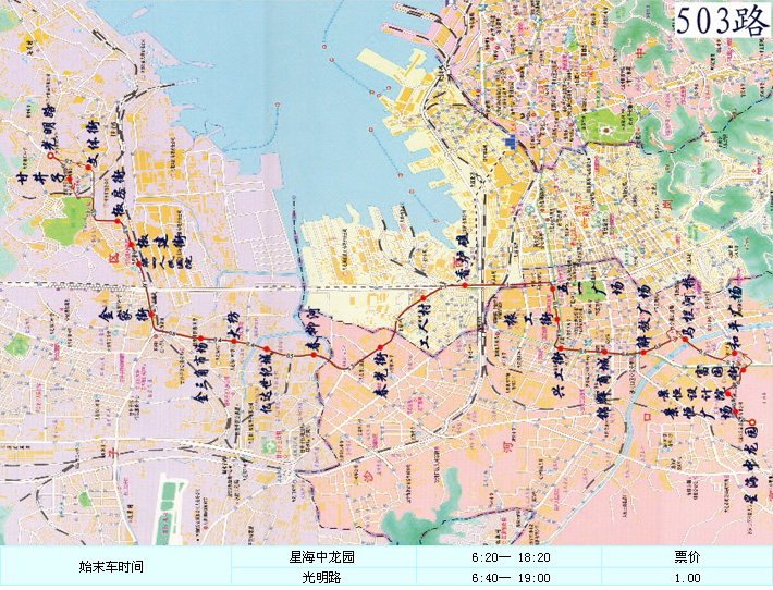 大連公交503路線路走向圖