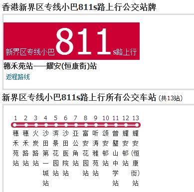 香港公交新界區專線小巴811s路