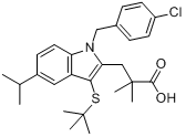 3-[1-（4-氯苄基）-3-叔丁基硫代-5-異丙基吲哚-2-基]-2,2-二甲基丙酸