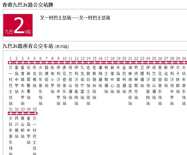 香港公交九巴2c路