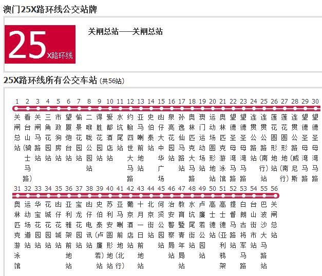 澳門公交25X路環線