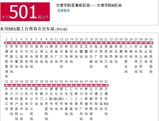 永川公交501路