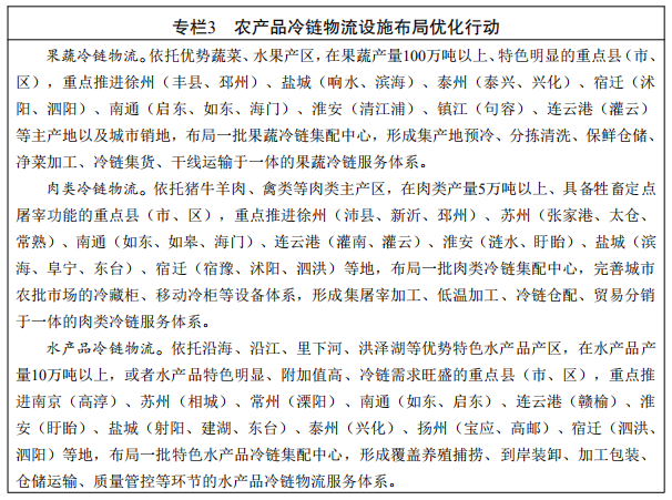 江蘇省冷鏈物流發展規劃（2022-2030年）