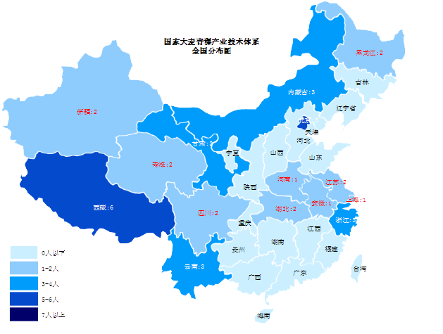 國家大麥青稞產業技術體系分布圖