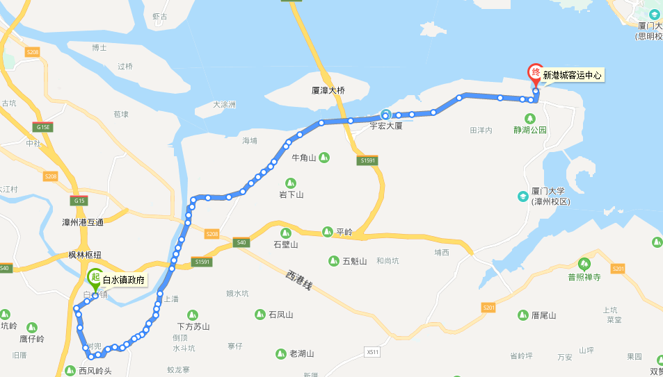 漳州公交603路上行路線圖