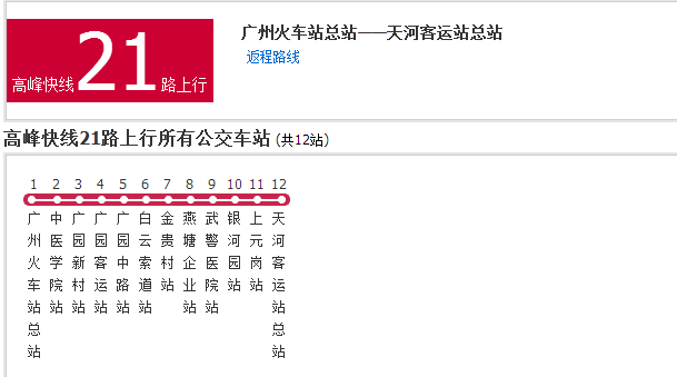 廣州公交高峰快線21路