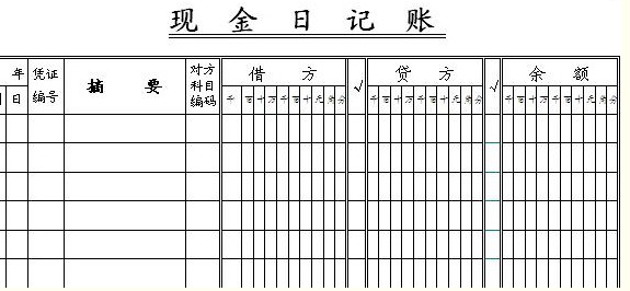 現金日記賬(現金日記帳)