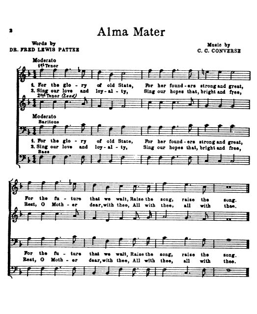 Alma Mater的樂譜及歌詞