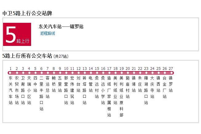 中衛公交5路