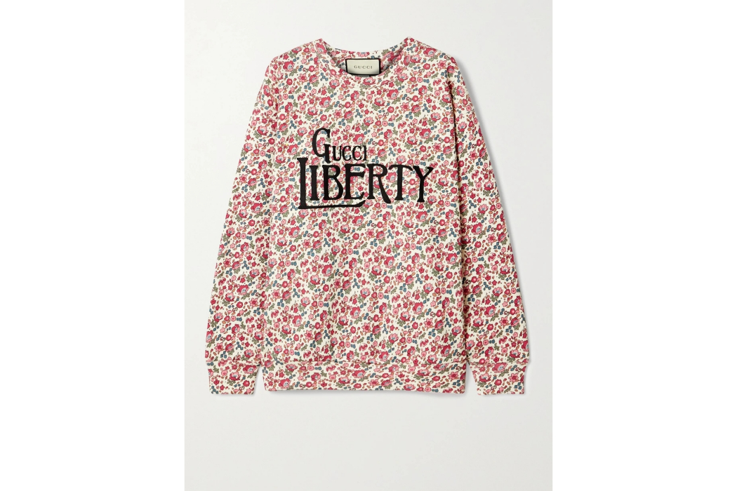 x Liberty London大廓形刺繡花卉印花純棉平紋布衛衣