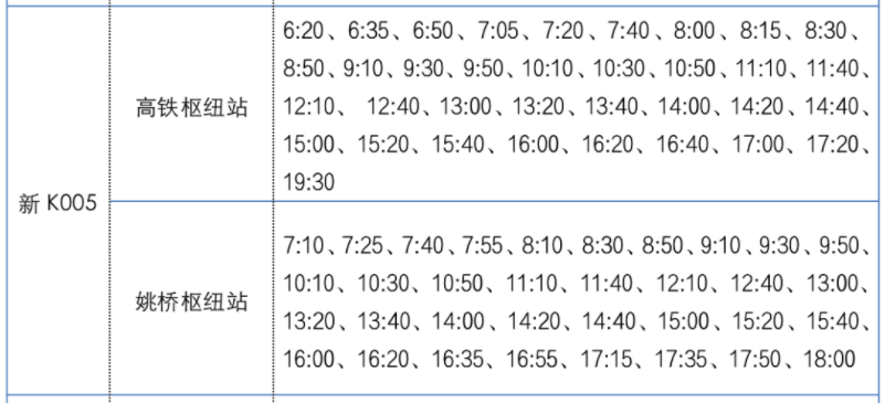 新K005時刻表